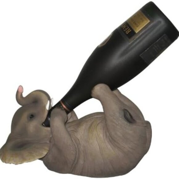 DWK Pachyderm Potables Elephant Wine Bottle Holder Home Kitchen Statue Decor - Picture 1 of 3